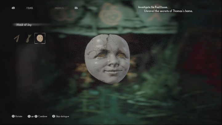 If you have positioned the photo correctly, the Mask of Joy will appear - The Medium: Thomas house - walkthrough - Walkthrough - The Medium Guide