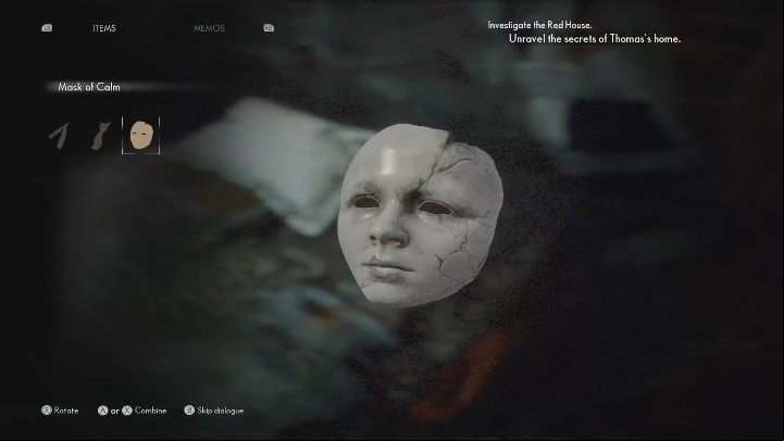 You will find the Mask of Calm - The Medium: Thomas house - walkthrough - Walkthrough - The Medium Guide