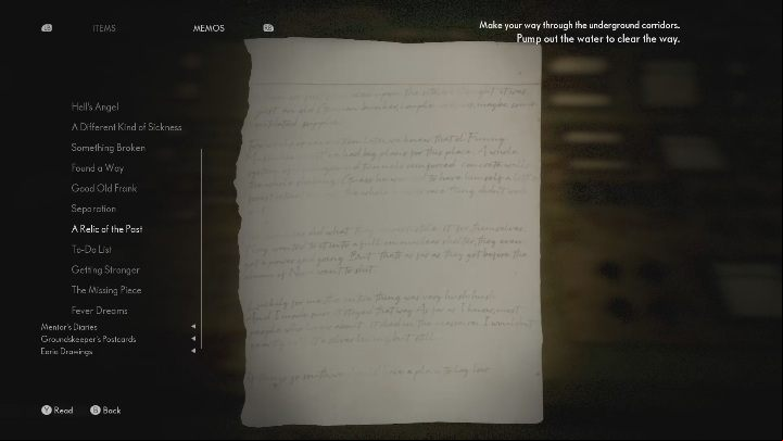 You will find this note from a troubled man in the control room, to the left of the device - The Medium: Notes from a troubled man - list - Secrets and Collectibles - The Medium Guide