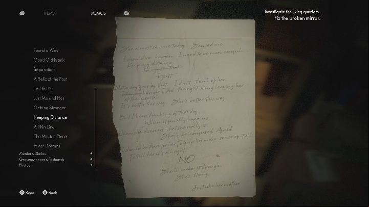 You will find this note from a troubled man in the room, on the bookshelf - The Medium: Notes from a troubled man - list - Secrets and Collectibles - The Medium Guide