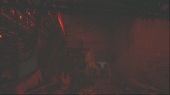 Jump up the crates and beams to get to the scaffolding beneath the ceiling - The Medium: Red House - walkthrough - Walkthrough - The Medium Guide