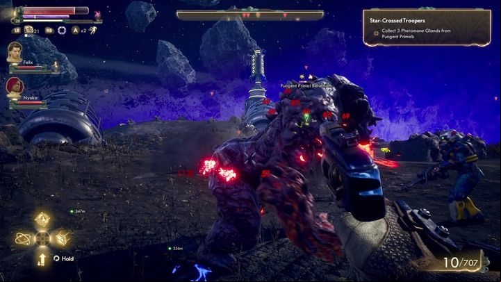 Your next task is to get the bait - 3 pheronome glands from pungent primals - Star-Crossed Toopers | The Outer Worlds Companion quest - Nyoka - The Outer Worlds Guide