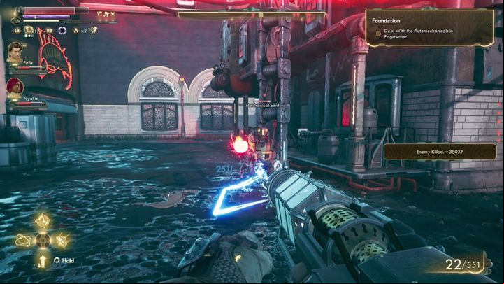 After reprogramming the machines, go to the Edgewater to destroy the robots walking around the city - Foundation | The Outer Worlds Walkthrough - The Path Of Halcyon - The Outer Worlds Guide