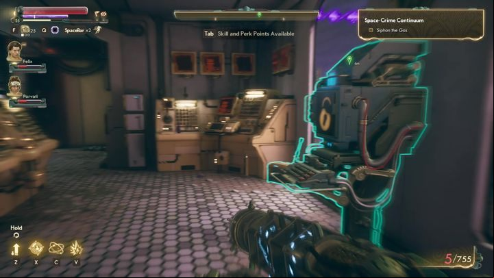 Then head deeper into the complex to find a terminal that will allow you to transfer gas - Space-Time Continuum | The Outer Worlds Faction Quests - SubLight - The Outer Worlds Guide