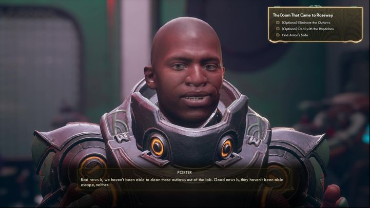 As soon as you enter inside, you will encounter Porter and his squad - The Doom That Came to Roseway | The Outer Worlds side quest - Roseway - The Outer Worlds Guide