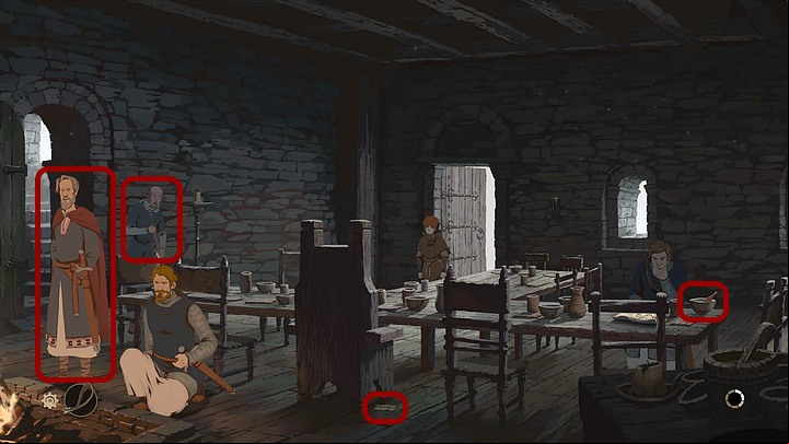 Talk to the man with the broom (Matthew) and persist you want to see the lady - you will learn she is fed up with male visitors for today - Chapter Three - The Conspiracy - Book One: From the Ashes - The Pillars of the Earth Game Guide