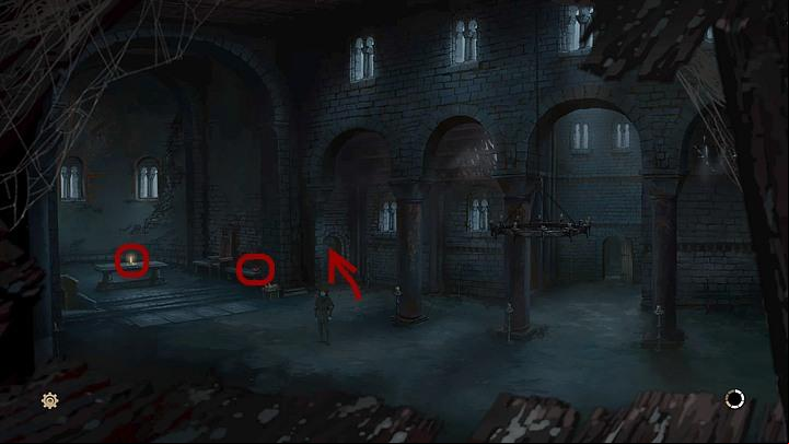 Use the cloister door (on the right, in the back) and get to the cathedral - Chapter Five - Man in flames - Book One: From the Ashes - The Pillars of the Earth Game Guide