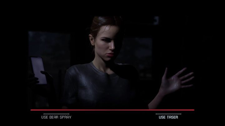 You can pick up bear spray or a stun gun while running from the monster - The Quarry: Emma - list of possible deaths and choices - Deaths of heroes - The Quarry - Game Guide