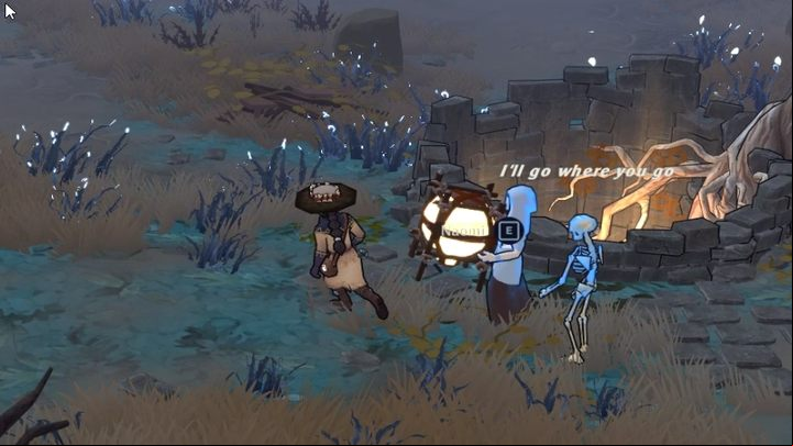Next, summon the tank from the well in the Camp for 100 coins, then interact with it and order your follower to pick it up - The Serpent Rogue: The Corrupted Land - walkthrough - Walkthrough - The Serpent Rogue Guide