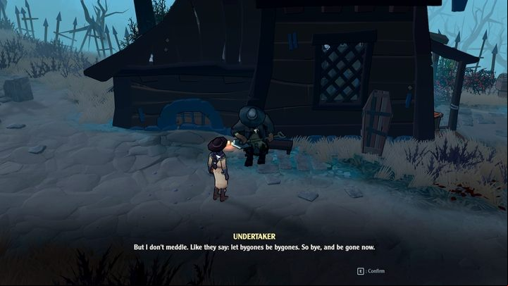 You will learn the location of the Undertaker after completing the quest with healing a tree in the Wasteland - The Serpent Rogue: Revive / Vivify followers - Followers and Monsters - The Serpent Rogue Guide