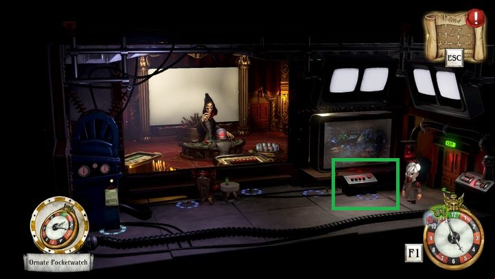 After entering the room you can notice that the previously snowy screen now shows the footage from the darker room - Activate the camera and the display | Clay Rockridge and Trinity Carrington - Clay Rockridge and Trinity Carrington - The Sexy Brutale Game Guide