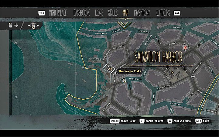 Go to The Seven Oaks bar located in the Salvation Harbor - Fathers and Sons | The Sinking City walkthrough - Main cases - The Sinking City Guide