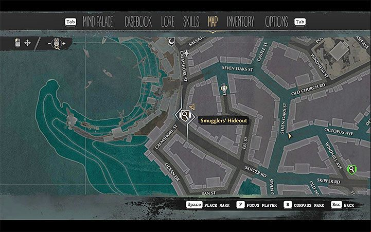 As for this variant, you have to find the Smugglers Hideout yourself by using the information found in the note - Fathers and Sons | The Sinking City walkthrough - Main cases - The Sinking City Guide