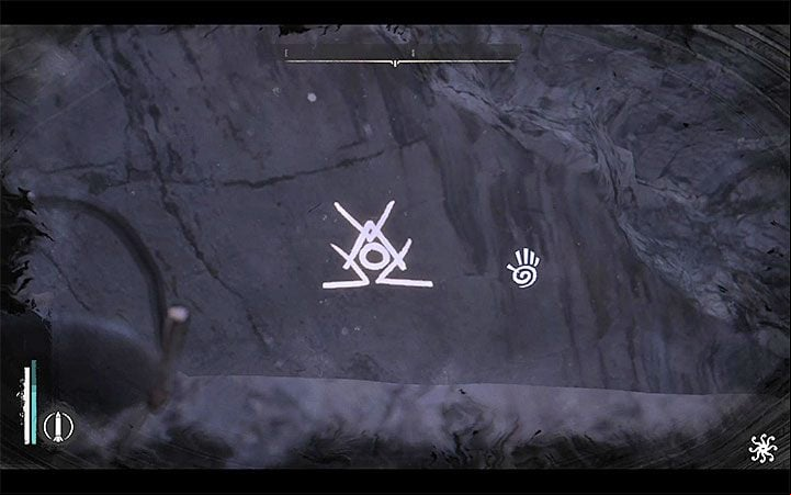 The exploration of the depths begins in front of a large boulder with a glowing inscription - Fathers and Sons | The Sinking City walkthrough - Main cases - The Sinking City Guide