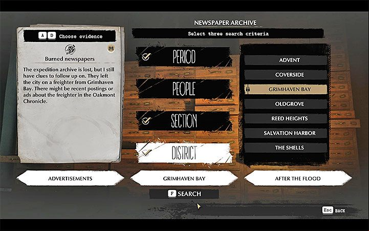 Go to the archive in the building of the local newspaper and interact with it - Lost At Sea | The Sinking City walkthrough - Main cases - The Sinking City Guide