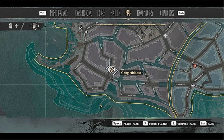 The next step is to find the Gang Hideout on the basis of a torn out map found on the body - Self-Defense | The Sinking City walkthrough - Main cases - The Sinking City Guide