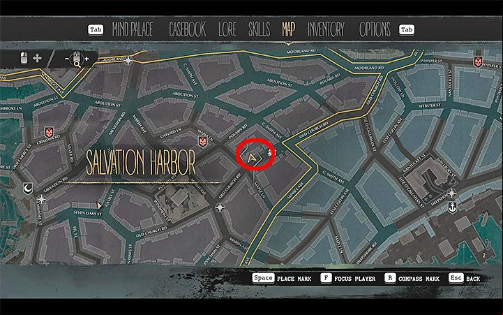 Your destination is a crime scene in the Salvation Harbor district - Fleeing Phoenix | The Sinking City walkthrough - Main cases - The Sinking City Guide
