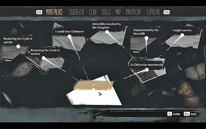 Besides examining the pedestals, you can also use the Mind Palace for the last time - List of endings | The Sinking City walkthrough - Main cases - The Sinking City Guide