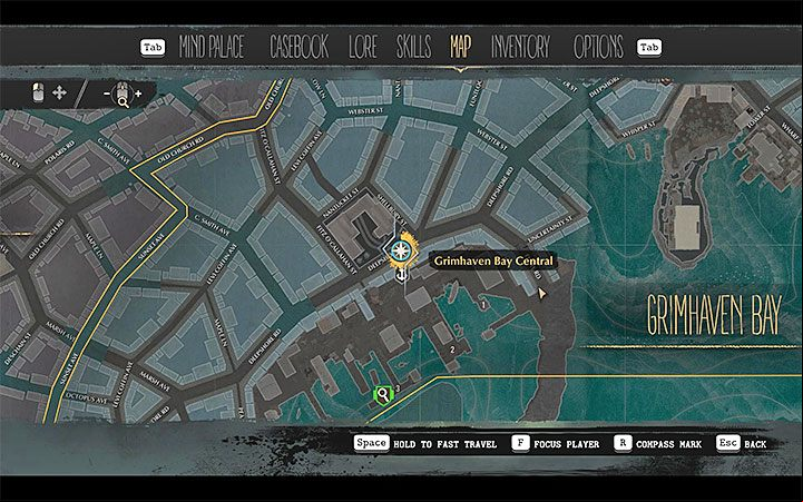 Once the game opens the world map, select a different point as a quick travel destination (you must have at least two phone booths unlocked) - How to unlock quick travel in The Sinking City? - FAQ - The Sinking City Guide