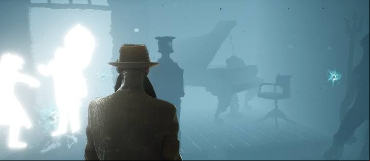 Use the blue cloud after examining the traces to reconstruct the events - Delicate Matter | The Sinking City walkthrough - Side cases - The Sinking City Guide