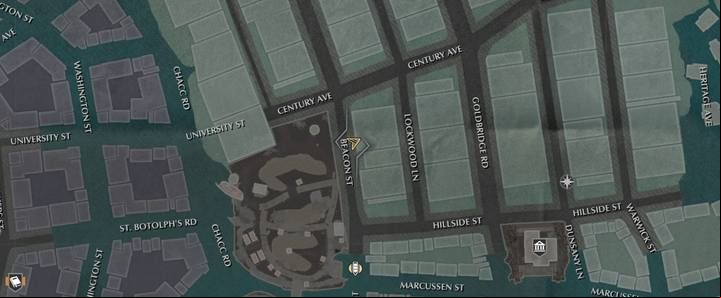 You will notice this house pretty easily, because the whole thing is marked with white symbols - Extra Hours | The Sinking City walkthrough - Side cases - The Sinking City Guide