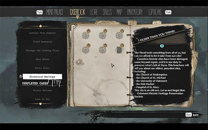 Side-cases can be completed in parallel with major investigations - Conduct of investigations in The Sinking City - Basics - The Sinking City Guide