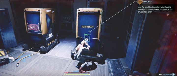 After defeating the first boss, take his card and go to the adjacent room to use MedBay - Escape from Detention | The Surge 2 Walkthrough - Main story - The Surge 2 Guide
