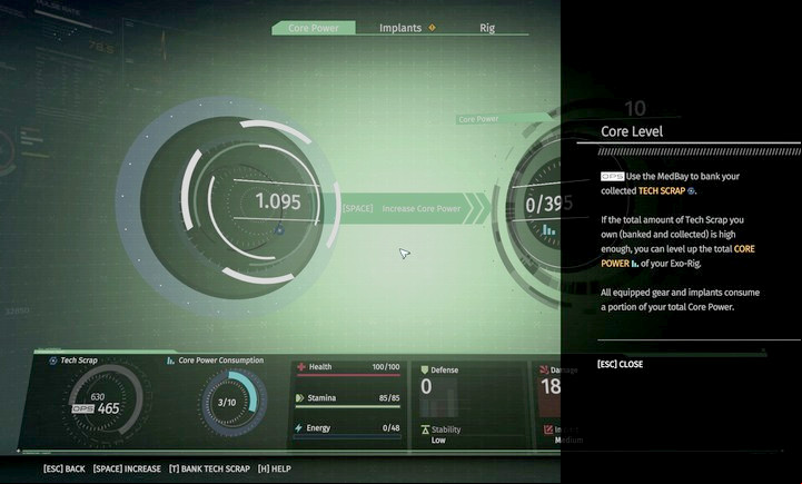 The required amount of scrap for gaining new levels increases very quickly - Character development in The Surge - Advice - The Surge Game Guide