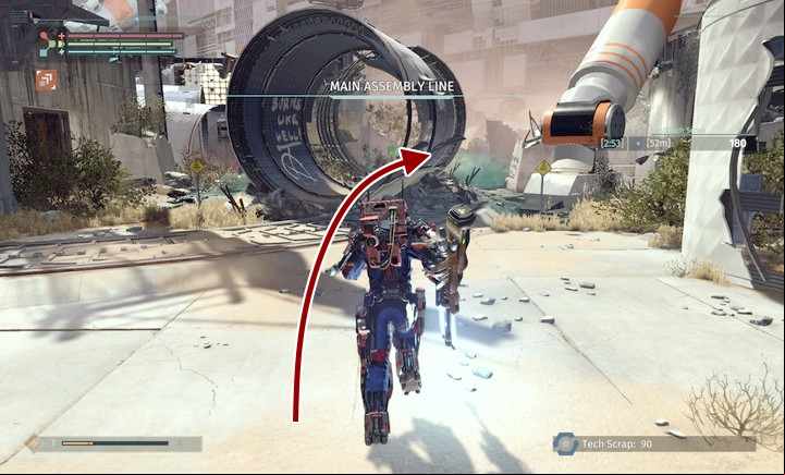 Outside the factory, in front of the wide door (the shortcut to the base), there is a small path among the bushes - Abandoned Production | The Surge Walkthrough - Walkthrough - The Surge Game Guide