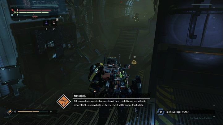 Go straight from the place where you found the previous recording and then use the path down - Ferguson - Audiologs in The Surge - Audiologs and comics - The Surge Game Guide