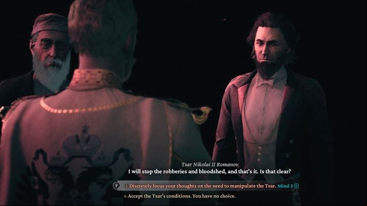 During the meeting with Tsar, you can let other thaumaturges perform their actions without interrupting or choose special dialogue options to take control of the situation (the requirements for these choices are very high - 6 points of given Dimension) - The Thaumaturge: Close to the Apple Tree - Main tasks - The Thaumaturge Guide