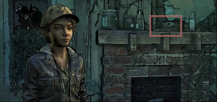 Secret #4 - a skull on the fireplace. - Chapter 2 | Episode 1 of The Walking Dead The Final Season - Episode 1 - Done Running - The Walking Dead The Final Season Game Guide
