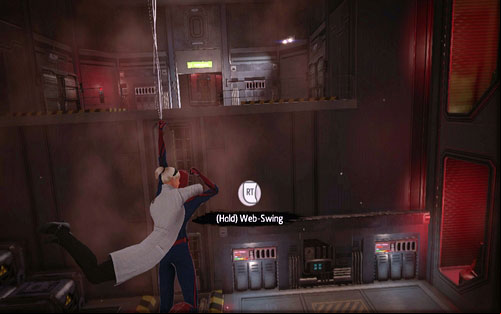 A bit further you will reach a hole which you need to jump through - Chapter 01 - Oscorp Is Your Friend - Walkthrough - The Amazing Spider-Man - Game Guide and Walkthrough