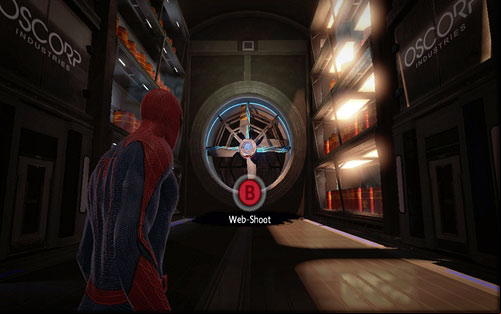 On the other side you will find a room with a big turbine - Chapter 01 - Oscorp Is Your Friend - Walkthrough - The Amazing Spider-Man - Game Guide and Walkthrough