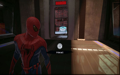 Proceed similarly with the second fan and use the nearby computer with the Web Rush - Chapter 01 - Oscorp Is Your Friend - Walkthrough - The Amazing Spider-Man - Game Guide and Walkthrough