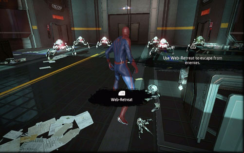 The tunnel will lead you to a room with robots - Chapter 01 - Oscorp Is Your Friend - Walkthrough - The Amazing Spider-Man - Game Guide and Walkthrough