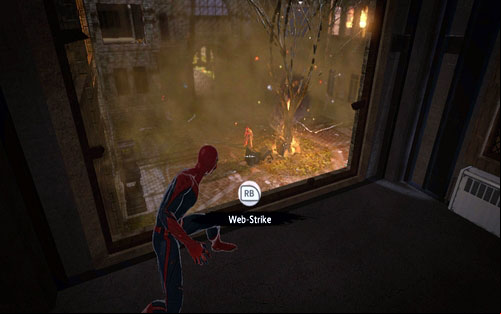 Having defeated him, jump down - Chapter 02 - Escape Impossible - Walkthrough - The Amazing Spider-Man - Game Guide and Walkthrough