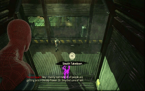 At its end there will be two men who can be eliminated silently - Chapter 03 - In the Shadow of Evils Past - p. 1 - Walkthrough - The Amazing Spider-Man - Game Guide and Walkthrough