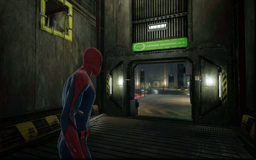 Go further along the corridor and into the ventilation shaft on the left - Chapter 03 - In the Shadow of Evils Past - p. 2 - Walkthrough - The Amazing Spider-Man - Game Guide and Walkthrough