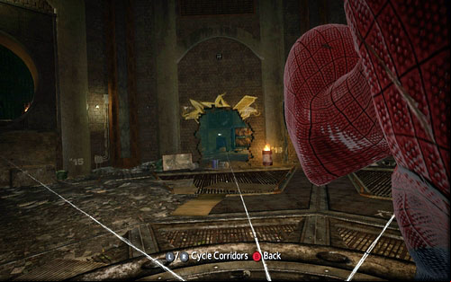 It's the one with a hole in the wall with a graffiti fragment - Chapter 04 - The Thrill of the Hunt - p. 2 - Walkthrough - The Amazing Spider-Man - Game Guide and Walkthrough
