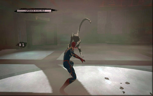 The enemy has a few types of attacks, but the tactic for defeating him is rather easy - Chapter 06 - Smythe Strikes Back - p. 2 - Walkthrough - The Amazing Spider-Man - Game Guide and Walkthrough