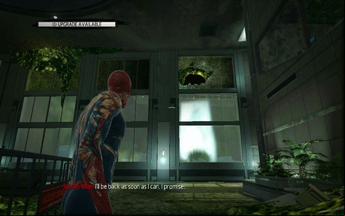 After the fight, run onwards and go through the hole in the right corner of the room - Chapter 06 - Smythe Strikes Back - p. 2 - Walkthrough - The Amazing Spider-Man - Game Guide and Walkthrough