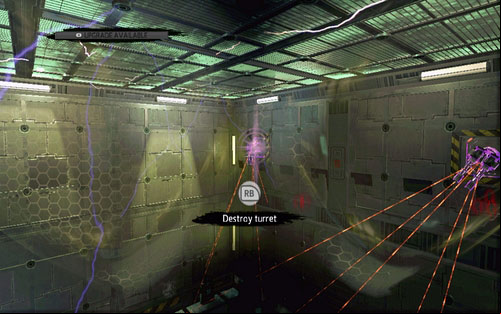 After you destroy another generator, quickly return onto the wall and destroy the shooting machines - Chapter 07 - Spidey to the Rescue - Walkthrough - The Amazing Spider-Man - Game Guide and Walkthrough