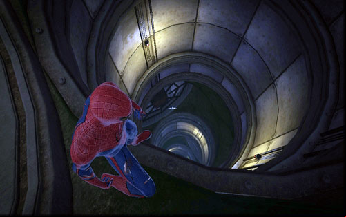 There you will find a tall shaft which you need to follow to the bottom - Chapter 10 - Spider-Man No More! - p. 1 - Walkthrough - The Amazing Spider-Man - Game Guide and Walkthrough