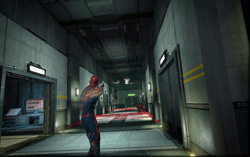 Run onwards, block the turrets with spider web and hide in the side rooms from time to time - Chapter 10 - Spider-Man No More! - p. 2 - Walkthrough - The Amazing Spider-Man - Game Guide and Walkthrough