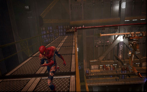 At some point the camera will turn and a large robot arm will fall right beside you - Chapter 10 - Spider-Man No More! - p. 2 - Walkthrough - The Amazing Spider-Man - Game Guide and Walkthrough