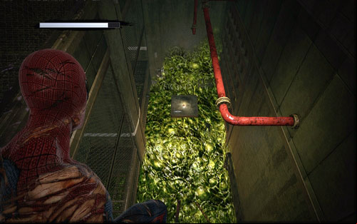 On the left there's a tunnel above which there are red pipes - 3 - Water Treatment Facility - Side missions - The Amazing Spider-Man - Game Guide and Walkthrough