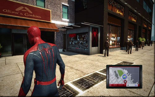 The target is a gadget shop on the northern side of the street - Photo articles - Challenges - The Amazing Spider-Man - Game Guide and Walkthrough