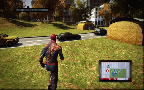 North of the fountain (on the other side of the street) there's a pair of hugging men - Photo articles - Challenges - The Amazing Spider-Man - Game Guide and Walkthrough