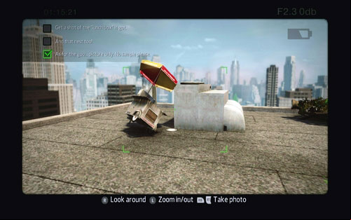 Fly to the top of the skyscraper and take a photo of the fast food stand with an umbrella - Photo articles - Challenges - The Amazing Spider-Man - Game Guide and Walkthrough